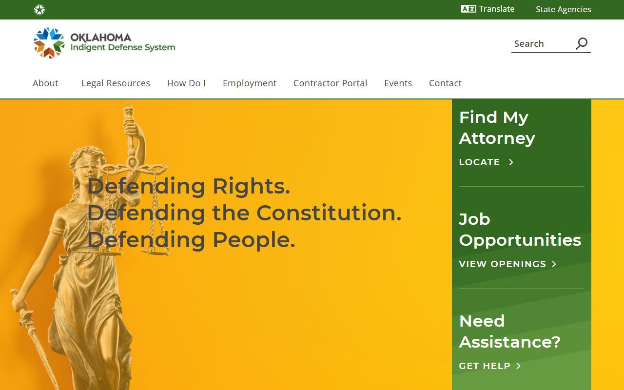 Ellis County arrest records and the Oklahoma Indigent Defense System charge representation page