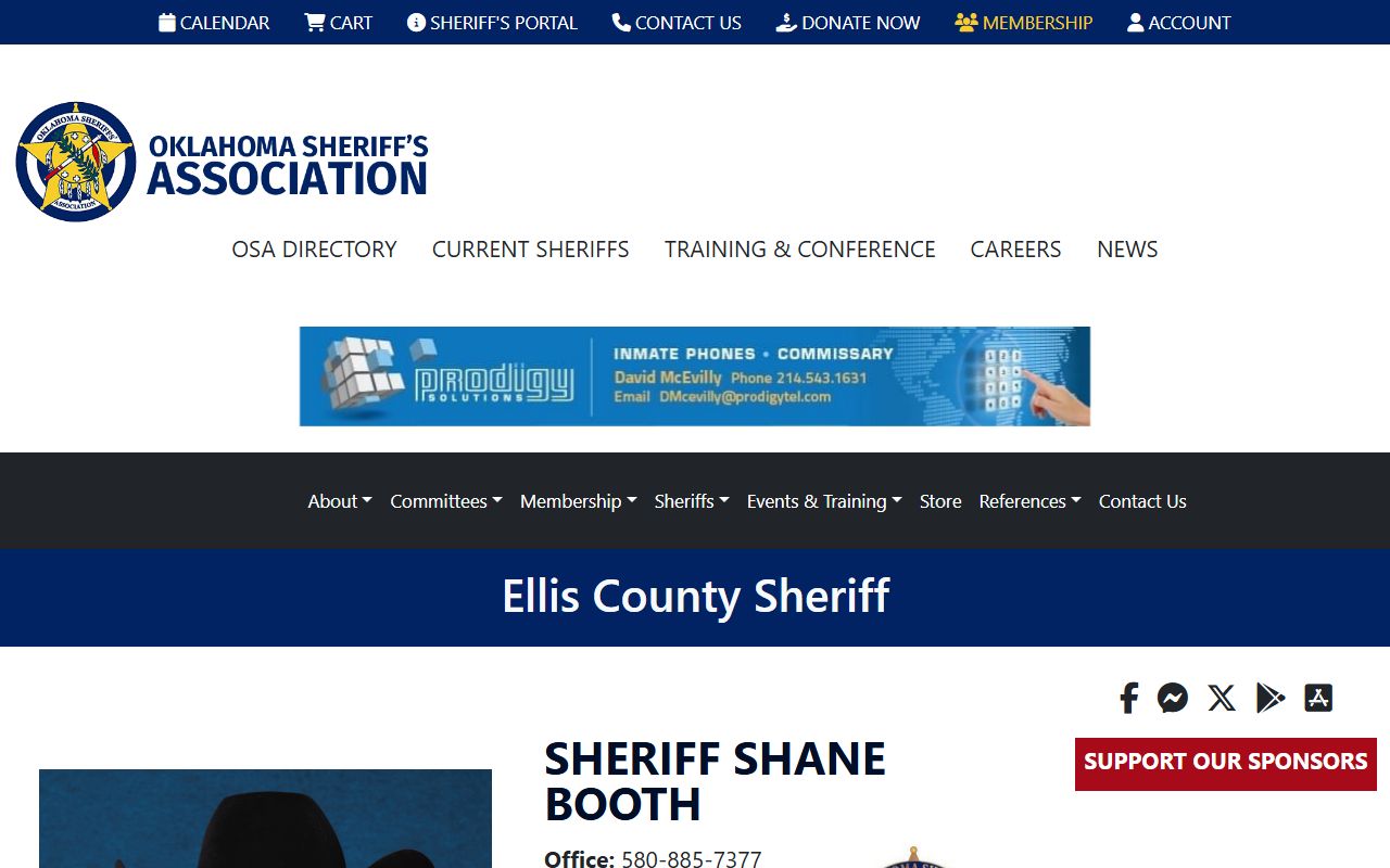 Ellis County arrest records sheriff listing showing the office that handles arrests