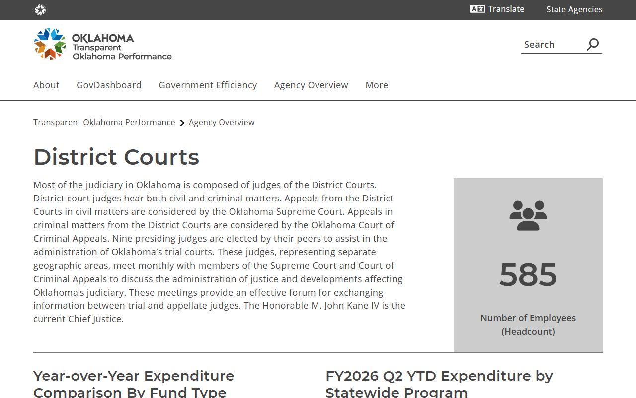 Oklahoma District Courts overview page for Ellis County District Court records