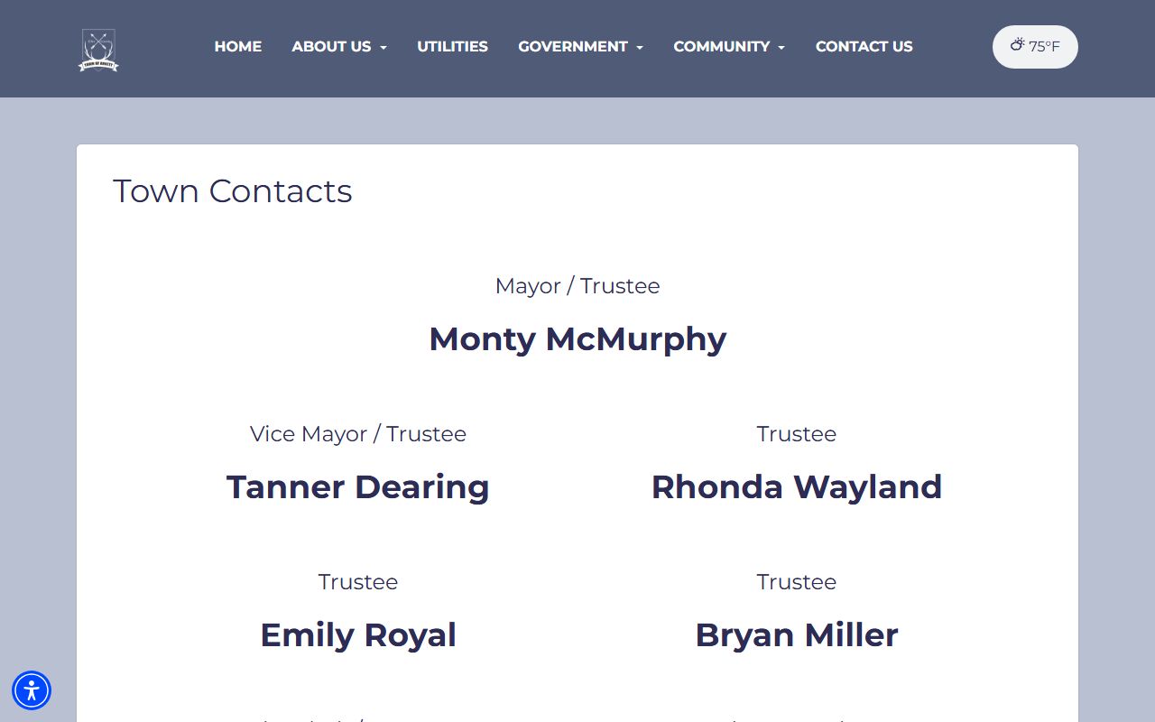 Ellis County warrant channel contact list on the Town of Arnett page